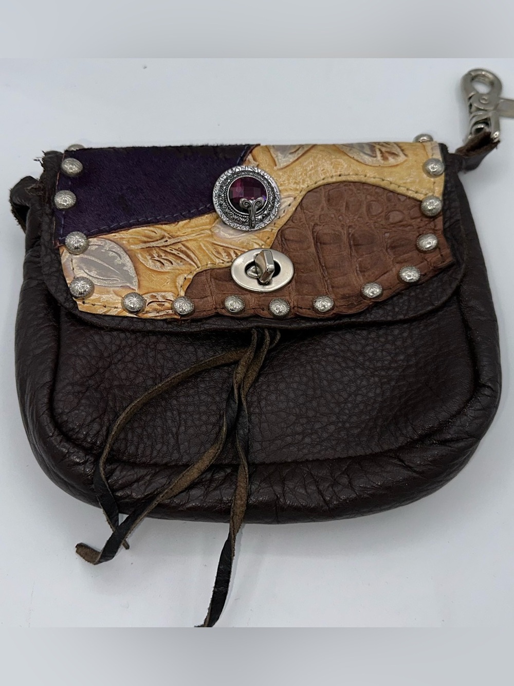 Hip Bag Company Made in USA Crossbody Leather Western Style No Handle Brown AA23